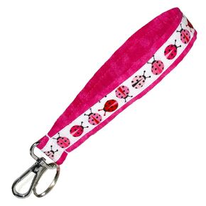 Pink Ladybug Key Fob - Pink, Red and White - Cute Ladybug Keychain - Strap Key Chain - 1 x 6 Inch Loop - Purse or Wallet Strap - Handmade by Green Acorn Kitchen