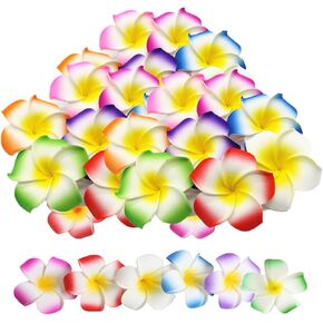 120Pcs Foam Artificial Tropical Flower,3.14 Inch Hawaiian Plumeria Flower Hair,Suitable for Party,Beach,Wedding,Event Decoration,Random Color
