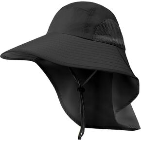 Sun Hat with Neck Flap, UPF 50+ UV Protective Wide Brim Breathable Fishing Hiking Hats for Men Women