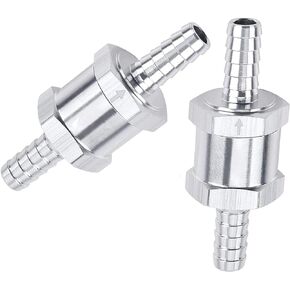 YUENTOEN 2PCS 5/8 Inch 16mm Non Return One Way Check Valve, Universal Fuel Hose Check Valve for Fuel Line Oil Petrol Diesel (Silver)