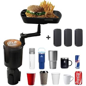 Multifunctional Car Cup Holder Tray For Car Food Tray For Eating Cupholder Extender Holder For Car Expandable Cup Holder For Car Extra Cup Holder Eating Tray Adjustable Table Expander Swivel