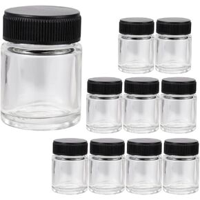 OPHIR 10PCS 22CC Glass Airbrush Bottles Black Lids Airbrushing Bottle Air Brush Accessories Store Pigments Inks