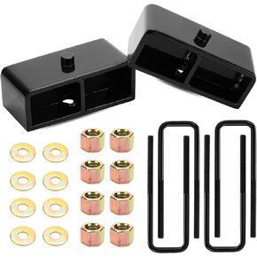 2" Rear Leveling Lift Kit Fit for 1988-1999 Chevy GMC K1500, 2 inch Raise Blocks & U-bolts Set for 1995-1999 Tahoe Suburban 1500, 1999-2020 Chevy Silverado 1500 GMC Sierra 1500, Set of 2
