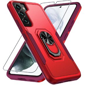 Janmitta for Samsung Galaxy S25+ Plus Case with Screen Protector+Camera Lens Protector,Heavy Duty Shockproof Full Body Protective Cover Built in Rotatable Metal Ring Holder Kickstand,2025 Mint Green