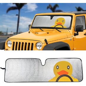 Windshield Sun Shade for Jeep Wrangler JK JKU JL JLU JT 1997-2024,Window Sun Visor for UV Rays & Heat Protection,Duck Windshield Sunshade