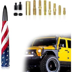 1 PC Car American Flag Bullet Antenna, 5.51" x 0.78" Anti-Theft Security Antenna, Stable Signal Receiving Antenna with Threaded Mounting Accessories, for Most Car Models (Black) in Saudi Arabia