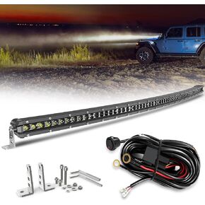 BraveWAY LED Light Bar Curved 38 Inch Single Row Offroad Lighting Driving Lightbar Spot Flood Combo Beam LED Work Light for Trucks UTV ATV SUV 4WD 4X4 Pickup