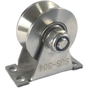 Chiloskit 304 Stainless Steel 2" Sliding Gate Roller Wheel Bearings U Groove Heavy Duty Pulley Wheels for Wheel Track Rail Sliding Sate with Bracket, Loading Capacity 660 lbs