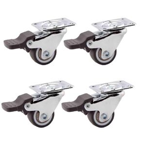 1" Swivel Caster Wheels，ULIFESTAR Soft Rubber Furniture Wheels Locking Plate Casters with 360 Degree Top Plate & Dual Brakes Set of 4 Dolly Wheels Replacement 100 lb Total Capacity Screws for Free
