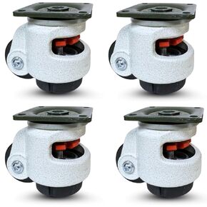CasterHQ - Retractable Leveling Machine Casters - 4 Pack - 2,400 lbs Per Set - Premium Quality - Heavy Duty Machine Retractable Casters - 600 lbs Capacity Each Caster - New Improved Design!