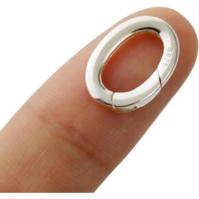 925 Sterling Silver Oval Pearl Necklace Enhancer Shortener Lobster Spring Ring Connector Clasp Carabiner Snap Clip Lock 14mm