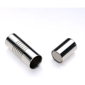316 Stainless Steel Hole Size 4mm Magnetic Clasp Magnetic Closure Cylinder Shell for Leather Bracelet and Cord 5 Sets