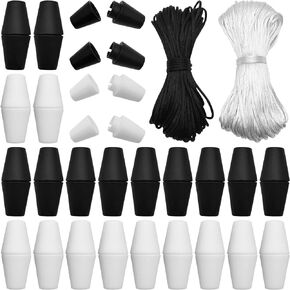 60pcs Breakaway Clasp with 40m Replacement Necklace Cords,Clasp Bead Barrel Connectors Breakaway Safety Clasps Plastic Clasp Buckle Connectors for Lanyard Pendant Necklace Jewelry Making (Black,White)
