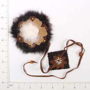 Expo International Flower Faux Suede with Fur Patches/Appliques, Brown Multi