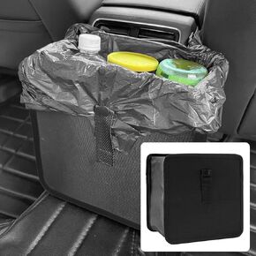 Hanging Car Trash Can, Foldable Portable Car Garbage Bag Organizer, 8.7" x 8.7" x 5.7" Universal Waterproof Oxford Cloth Garbage Bin (Black)