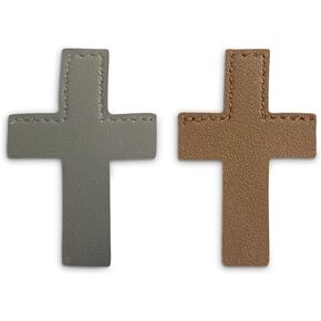 Book Nook Leather Cross Bible Bookmarks (Set of 2) - Cute Bookmarks for Bibles, Books, Journals, & Planners - Pink/Mauve, Gray/Tan (Pink and Mauve), BND002