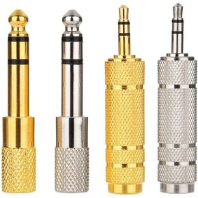 Nightwolf ® 4 Pcs Metal Headphone Adapter Gold Plated 6.35mm 1/4 Inch Male to 3.5mm 1/8 Inch Female and Silver Plated Audio Stereo Plug 3.5mm 1/8 Inch Male to 6.35 mm 1/4Inch Female