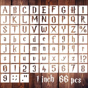 2 Inch Gothic Letter Stencils for Painting, 66 Pcs Reusable Old English Stencils, Calligraphy Letter Number Symbol Drawing Template Kit for Journal Scrapbook Signage DIY Art Project