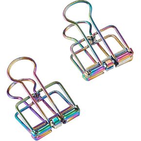 LiQunSweet 10 Pcs 0.75 Inch Colorful Metal Skeleton Frame Hollow Wire Binder Clips Notes Letter Paper Clip Office Supplies