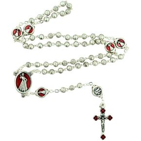 Divine Mercy Rosary with Red Enamel and Decorative Case