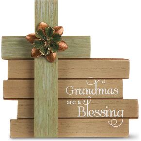 Pavilion Gift Company Simple Spirits - Grandmas are A Blessing Cross Plaque 6 Inch, Solid, Green