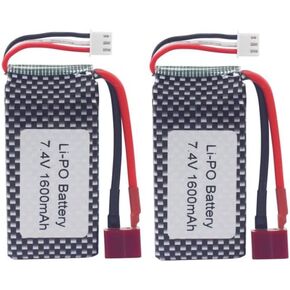 2 قطعة 7.4V 1600mah T-Head بطارية ليثيوم عالية المعدل ل 9125 25-DJ02 S920 S921 1:10 عالية السرعة على الطرق الوعرة مركبة بطارية احتياطية