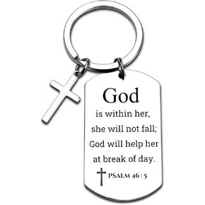 Inspirational Scripture Metal Key Chains with Cross Pendant - Bible Verse Keychain Religious Gift for Christian in Kuwait