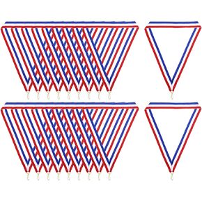 PATIKIL Award Neck Ribbons with Snap Clips, 20 Pcs Polyester Striped Medal Lanyards Ribbon for Competitions Sports Meetings Sports Party, Red White Blue