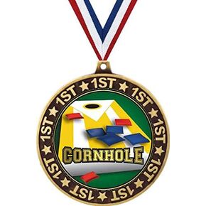 Crown Awards Cornhole Medals - 1st Place Cornhole Medals Perfect for Field Games, Field Day, Family Reunions, BBQ, Tailgating Prime