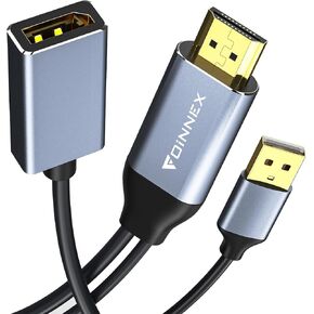 FOINNEX HDMI to DisplayPort Adapter, Unidirectional HDMI to DP 4K@60Hz Male to Female Compatible with HDMI Computer to DP Monitor (USB for Power)