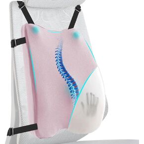 Lumbar Support Pillow for Office Chair – Premium Memory Foam Back Cushion, Back Support Pillow for Car Seats, Lower Back Pain Relief, Improves Posture, 3 Adjustable Straps
