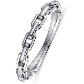 سلسلة ربط الفرقة خواتم 925 فضة بيان خواتم تكويم الدائري للنساء الفتيات الكوبية ربط سلسلة الفرقة خواتم حجم 5-9 in Kuwait