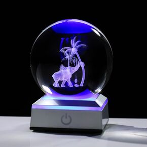 Ornalrist Dolphins Gifts for Women 3D Engraved 3.15in. Crystal Balls with Light Base, Dolphin Gifts for Women Romantic Valentine's Gifts Presents for Tabletop Home Decor