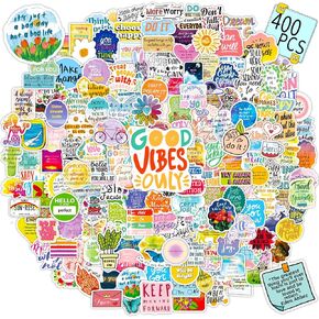 Inspirational Stickers 400 PCS Motivational Vinyl Stickers for Laptops Water Bottles Journaling Scrapbook, Positive Quote Stickers for Adults Kids