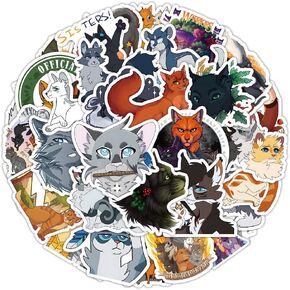 102pcs Warriors Cats Merch Stickers Pack for Water Bottles，Funny Cats Decals for Teens，Vinyl Waterproof Sticker for Laptop，Phone，Hard Hat，Skateboard，Scrapbooking，Gifts for Kids/Adults