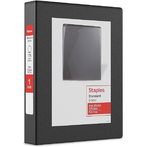 Staples 580917 1-Inch Standard 5-1/2-Inch X 8-1/2-Inch Mini View Binder with Round Rings Black