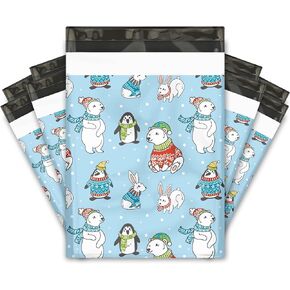 10x13 (100) Winter Animals Designer Poly Mailers Shipping Envelopes Premium Printed Bags