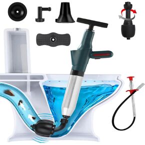 Fendy 360 ° Activity Toilet Plunger Blaster with Grabber 4 Claw Pick Up Reacher Tool, Clogged Pipe,Sewer,Floor Drain Unclog Gun,Unclog to Bathroom Toilet Unblocker Sink Plunger Plumbing Kitchen Sink