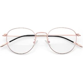 Blue Light Blocking Glasses, Anti Glare/UV/Eye Strain Computer Game TV Glasses for Women Men, Round Frame Eyeglasses