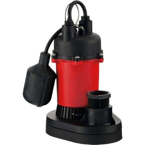 Red Lion RL-SP33V 115-Volt, 1/3 HP, 3200 GPH Aluminum and Thermoplastic Sump Pump with Vertical Switch and 8-Ft. Cord, Red, 14942741
