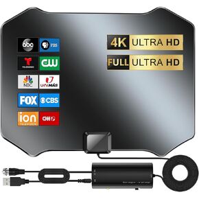 2024 Upgraded TV Antenna Smart Digital Indoor - Outdoor Antenna Long Range 560+ Miles - Amplifier Support 8K 4K 1080p All TV's Free Channels VHF UHF -Signal Booster 360°Reception - HDTV Cable