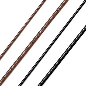قلادة من حبل الشمع المضفر باللون الأسود/البني من Richsteel للرجال والنساء بعرض 2/3 مم من الجلد مع مشبك قابل للتخصيص من الفولاذ المقاوم للصدأ مقاوم للماء (مع صندوق هدايا)