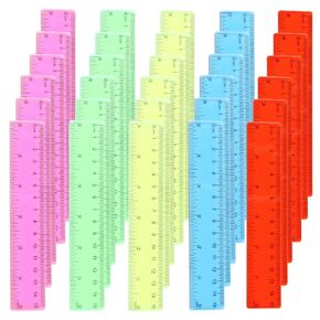 100PCS 6-Inch Plastic Rulers, Small Plastic Rulers with Centimeter and Inch Scales, 100-Pack Transparent Plastic Rulers for Students, School Supplies, Office, and Home Use