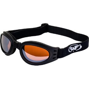 Global Vision Adventure Folding Motorcycle Goggles Gloss Black Frames with Driving Mirror Lenses