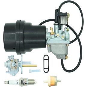 Carburetor with Air Filter Box Fit For Suzuki ATV Quadmaster 50 LT-A50 2002-2005 LT50 LT 50 1983-1987 JR50 1984-2006 Including & Fuel Valve Petcock With Spark Plug