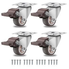 W B D WEIBIDA Side Mount Casters Wheels, 2 Inch L-Shaped Small Rubber Casters Set of 4, 360 Degree Ball Bearing Swivel Casters, Light Duty Casters Wheels for Furniture, Baby Beds, Cabinets, Tables