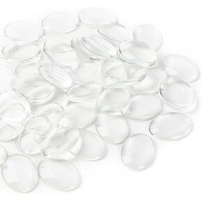 HOKPA Glass Cabochons, 40Pcs Transparent Oval Cabochons with Flat Backs 30x40mm Glass Dome Tiles Clear Cameo for Photo Pendant Jewelry Making