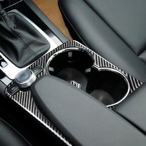 Carbon Fiber Central Console Armrest Water Cup Holder Frame Cover Trim for Mercedes-Benz C-Class W204 C180 C200 C250 Coupe Sport C300 C63 AMG 2007-2014 Car Accessories