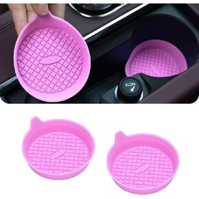 Pincuttee Car Cup Coaster,Silicone Car Cup Holder Coaster Set of 2,Insert Car Cup Coaster with Lip,Universal Cup Coaster,Car Interior Accessories(Apricot,2PC)