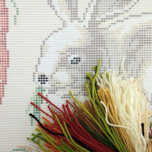 Rabbit with Carrots. Needlepoint Kit. Throw Pillow 16×16 Inches. Printed Tapestry Canvas, European Quality in Saudi Arabia